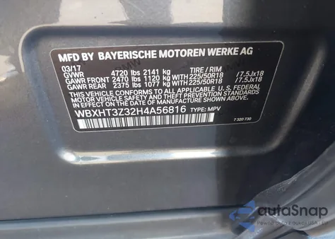 2017 BMW X1 xDrive28I из США, поврежденный, VIN WBXHT3Z32H4A56816